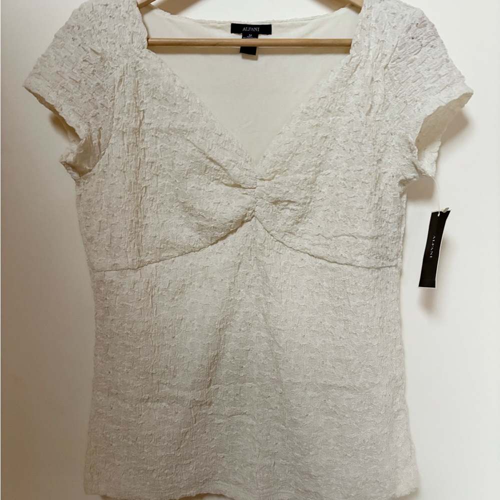Alfani Women's White Textured Blouse